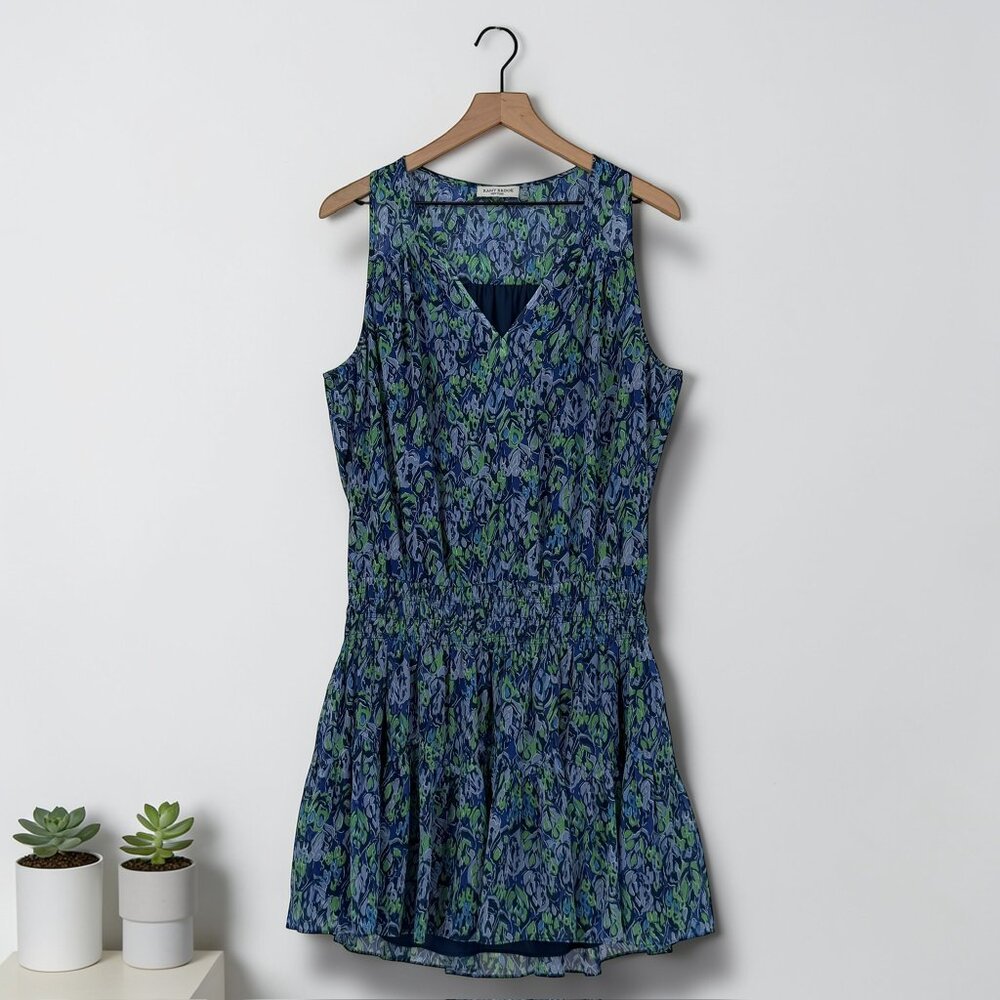 Ramy‎ Brook Perry Abstract Floral Smocked Mini Dress Large